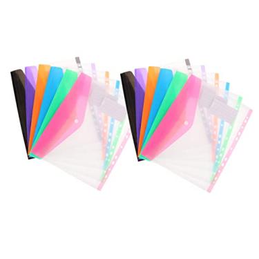 Imagem de KALLORY 24 Peças fichário arquivo limpo envelope de arquivo de plástico bolsos de papéis translúcidos pasta de arquivo colorida tridimensional encadernador Gerente protetor a4