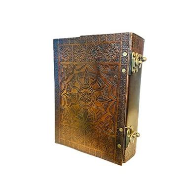Imagem de 600 páginas grande diário de couro em relevo sol | diário de couro artesanal | caderno de couro em branco | grimório de couro | livro das sombras | caderno de esboços de couro | caderno de couro para escrever 7 x 10