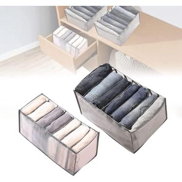 Imagem de 2 peças caixa de armazenamento dobrável de jeans, caixa de separação de malha de gaveta de roupas, organizador de roupas de guarda-roupa, para calças jeans camiseta legging camisa/389 (Size : Gray)