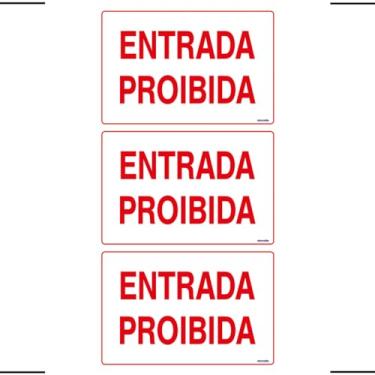 Imagem de Combo 3 Placas De Sinalização Entrada Proibida 30x20 Ekomunike - P-11 F9e