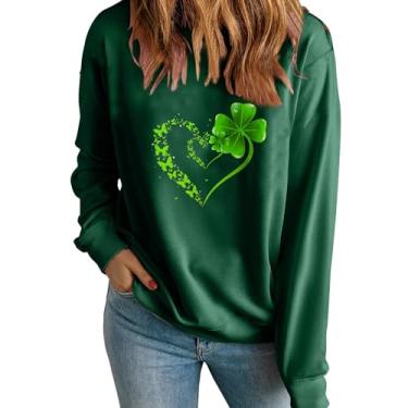 Imagem de SHOPESSA Moletons de trevo de São Patrício para mulheres, camisa de duende, camisetas divertidas de Saint Patty Roupas Cruise para mulheres, Moletons Irlandeses Verdes para Mulheres, GG