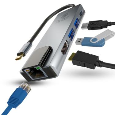 Imagem de GUDZ Hub Adaptador Dockstation 5 Em 1 USB Tipo C Multiportas Saidas RJ45 HDMI Ethernet USB 3.0 USB 2.0 Compatível NoteBooks, Laptop e Smartphones | MacBook Pro Air