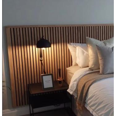 Imagem de Cabeceira de Cama Ripado em 100% MDF - Tamanho Casal (Freijó)