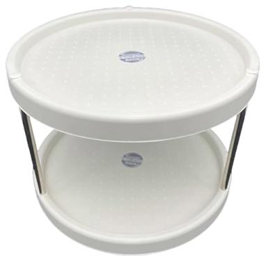 Imagem de Prateleira Suporte Organizador Giratória 360º Prateleira Organizadora Organização Armazenamento (2 Andares)