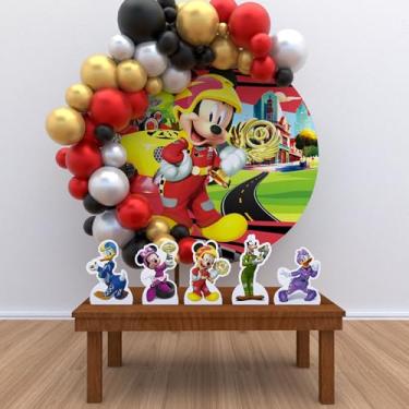 Imagem de Kit Decoração Painel Redondo Festa de Aniversário Infantil Mickey Aventura Sobre Rodas