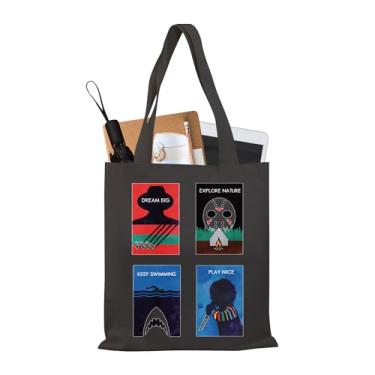 Imagem de BDPWSS Sacola para fãs de filmes de terror Halloween com personagens de filmes de terror presente temático serial killer bolsa de viagem, Dream Big Bltg, 15.74 x 13.77 x 0.39 inches