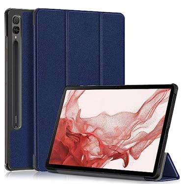Imagem de elitegadget Capa para Samsung Galaxy Tab S9 de 11 polegadas SM-X710/X716/X718 lançada em 2023 - Capa fólio leve e fina com suporte triplo para despertar/hibernar (azul marinho)