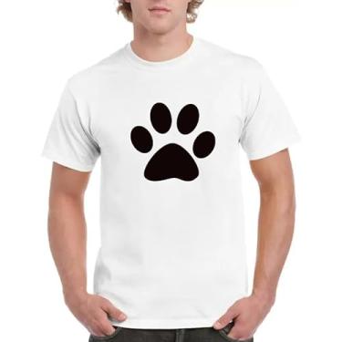 Imagem de BAFlo Camiseta unissex com estampa de pegada de urso fofa com manga curta, Branco, P