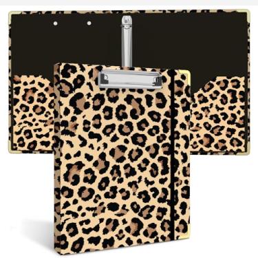 Imagem de Fichário com 3 anéis de 2,5 cm, prancheta decorativa de capa dura de leopardo fofo com armazenamento, fichário redondo de 2,5 cm para papel tamanho carta, organizador de fichário para material de escritório escolar (pontos de guepardo)