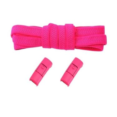 Imagem de No Tie Shoelaces Elastic Men And Women Casual Shoes Lazy Shoe Laces Colorful Press Metal Lock Flats Shoelace Accessories (Color : Rose red)