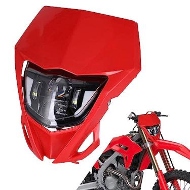 Imagem de AnXin Kit de farol de LED para bicicleta Dirt Bike com lente óptica universal para CRF250R CRF450R CRF250L CRF450L Most Dirt Pit Bike Enduro Motocross Vermelho