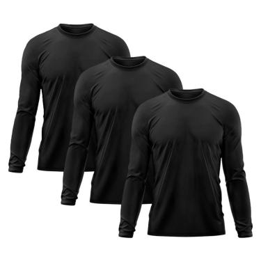 Imagem de Kit 3 Camiseta Masculina Proteção Solar UV Térmica Praia Esporte Academia Tecido Dry Camisetas-Masculino