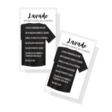 Imagem de Camiseta Espanhola Decalque Vinil Personalizado Sublimação Instruções de Lavagem Cartão | Pacote com 50 Cartão de Visita 5 x 8,9 cm Como Lavar e Cuidar de Camisas Personalizadas, Moletons SVG,