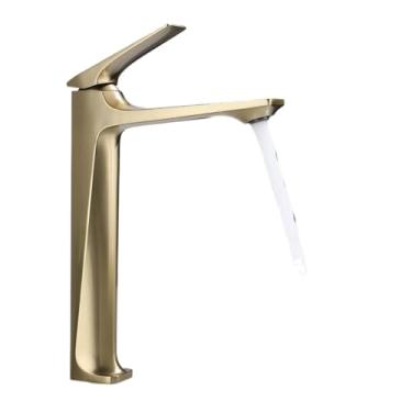 Imagem de Torneiras para pia de banheiro cinza arma, torneiras misturadoras de pia de latão sólido, quentes e amp; Guindaste de água fria com alça única cromado/preto/ouro escovado/branco,ouro escovado