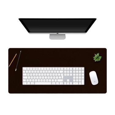 Imagem de Mouse pad 70x30cm grande tapete mesa gamer couro eco café