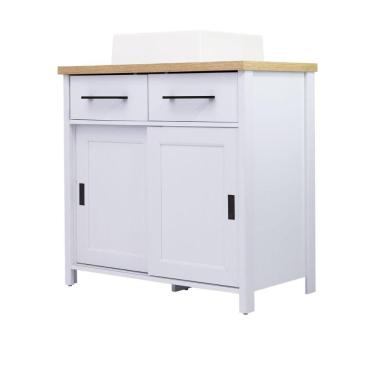 Imagem de Gabinete Armário Banheiro 2 Gav 2 Pts Com Cuba Bn-03 Cinza