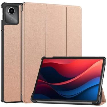 Imagem de Capa para Lenovo Tab M11 27.9 cm Magnetic Tri-Dobrável Tablet Hard Back Shell para Xiaoxin Pad 2024 TB331FC Smart Cover Funda Kids (ouro rosa, para Xiaoxin Pad 2024 11)