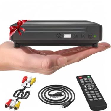Imagem de Minileitor de DVD HD Ceihoit, leitor de CD para casa, leitor de DVD p/ TV, cabo HDMI e RCA incluso, conversão para HD de 1080p, todas as regiões, memória ponto interrupção, PAL/NTSC integrado, USB 2.0