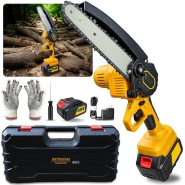 Imagem de Motosserra Elétrica Portátil à Bateria! Compacta e leve, ideal para poda de galhos. Bivolt e com bateria recarregável, facilita o trabalho em jardinagem