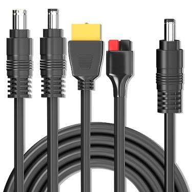 Imagem de Goupchn Cabo de extensão adaptador CC 4 em 1 de 2 m DC5521 para conector 45A XT60 DC 5,5 mm DC 8 mm para painel solar portátil, estação de energia