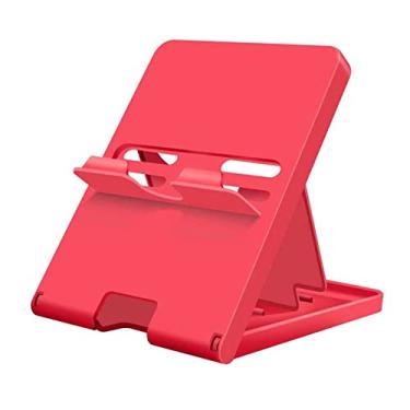 Imagem de ELIATER Suporte compatível com Nintendo Switch, suporte de brinquedo ajustável, suporte de telefone dobrável para mesa, acessórios de suporte de interruptor compacto e portátil (vermelho)