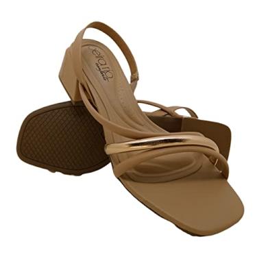 Imagem de Sandália Feminina Beira Rio Napa Turim Tiras Fina Salto Bloco Médio 8423 217