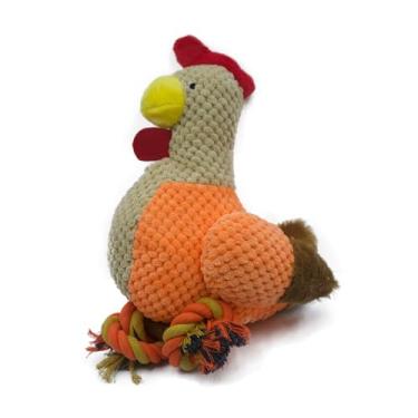 Imagem de PETONA Brinquedos de pelúcia para cães, brinquedo de cachorro de cabo de guerra, filhotes de pelúcia de frango com corda de puxar, brinquedos interativos para cães pequenos, médios e grandes (galinha)