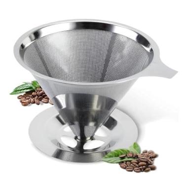 Imagem de Coador de Café Inox, Filtro de Café Reutilizável, Aço Inoxidável, Acabamento com Malha Ultra Fina, AVIBES