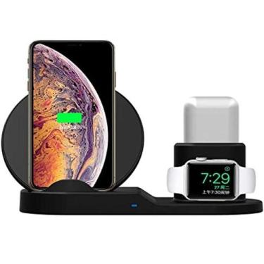 Imagem de Carregador Wireless Com Suporte 3 In 1 Para Android Preto - Fast Charg