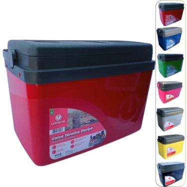 Imagem de Caixa térmica Cooler 15L Alça Tampa bandeja Floripa Unitermi Cerveja Água Suco Praia Churrasco (VERMELHA)