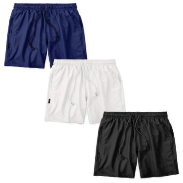 Imagem de Kit 3 Shorts Masculino Liso Praia Piscina Academia Tactel MXC BRASIL, 