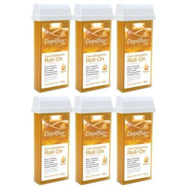 Imagem de Combo 6 refil cera roll on natural 100g depilação depilflax