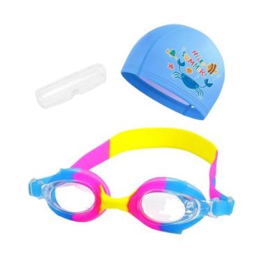 Imagem de Kit Óculos Natação Com Estojo e Touca Infantil Desenhos Coleção Peixin
