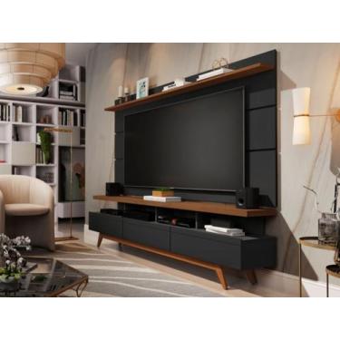 Imagem de Rack Painel Suspenso 55 Vivare Wood 1,8 Preto Freijo Retro  - Antô Móv