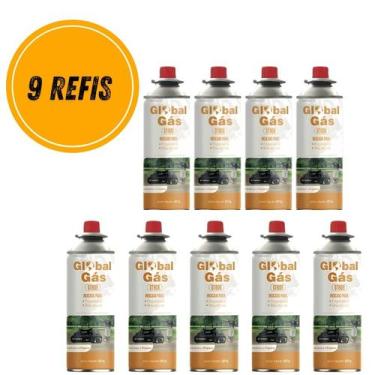 Imagem de Kit 9 refil gás butano para fogareiro e maçarico globalmix 227g artesa