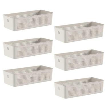 Imagem de 6x Cestos 4,5L Organizador OU Flow Bege 9cm x 15cm x 34cm