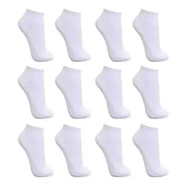 Imagem de Jogo Com 6 Pares Meias Soquete Unissex Meia Branca Preta Lisas - ALtom