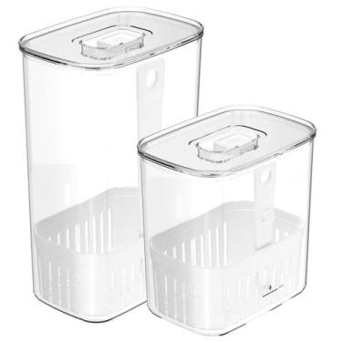 Imagem de Kit 2 Organizadores de Geladeira 1.5L + 2.3L P/ Tempero Alimento C/ Ce