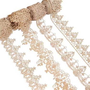 Imagem de Acabamento de renda dourada 4 estilos cada 2 jardas fita de renda dourada metálica artesanato renda floral bordado acabamento de renda para decoração de casa acessórios de vestuário