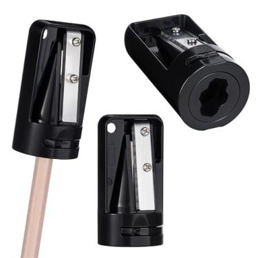 Imagem de Pacote com 3 apontadores de lápis de carpinteiro, apontadores manuais portáteis para marcenaria, viagem, escola, escritório, preto