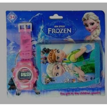 Imagem de Kit Relógio Infantil Digital Silicone + Carteira Personagens Minnie Ho