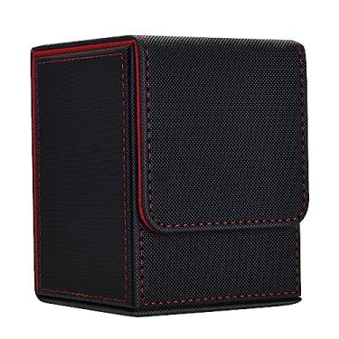 Imagem de Zettokete MTG Deck Box com 2 divisórias, caixa de baralho Commander de grande capacidade para mais de 80 cartões de manga dupla, capa de cartão de couro PU compatível com Magic Commander YuGiOh TCG