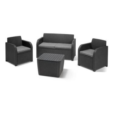 Imagem de Conjunto Para Jardim - Poltronas E Mesa Baú - 4 Peças - Naterial, Cinz