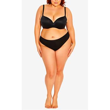 Imagem de City Chic Sutiã feminino plus size colado ao corpo preto, Preto, (16) C