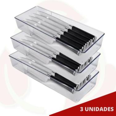 Imagem de 3Un Organizadores Porta Facas Gavetas 5 Divisórias Acrílico - PLASTUTT
