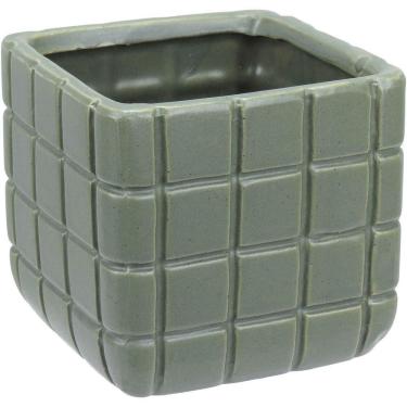 Imagem de Vaso Decorativo Enfeite Casa Aparador Home&co Cerâmica 10x10x10cm Verde