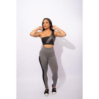 Imagem de Conjunto Feminino Fitness Calça Legging Cintura Alta Com Bolso E Top C