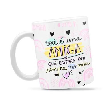 Imagem de Caneca Amiga de Coração Divertida Porcelana Xícara 325ml + Caixa Prese