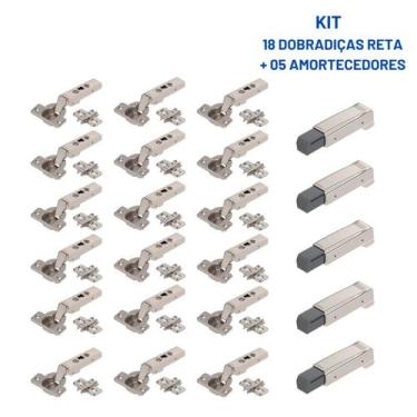Imagem de KIT 18 Dobradiças Clip Reta 75S1550CB + Calço + 5 Blumotion