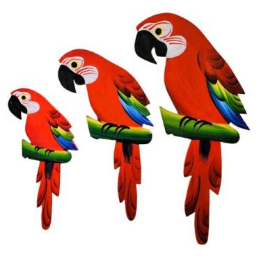 Imagem de Trio De Arara G Decoração Quadro Mdf Parede Kit Para Varanda Jardim - 